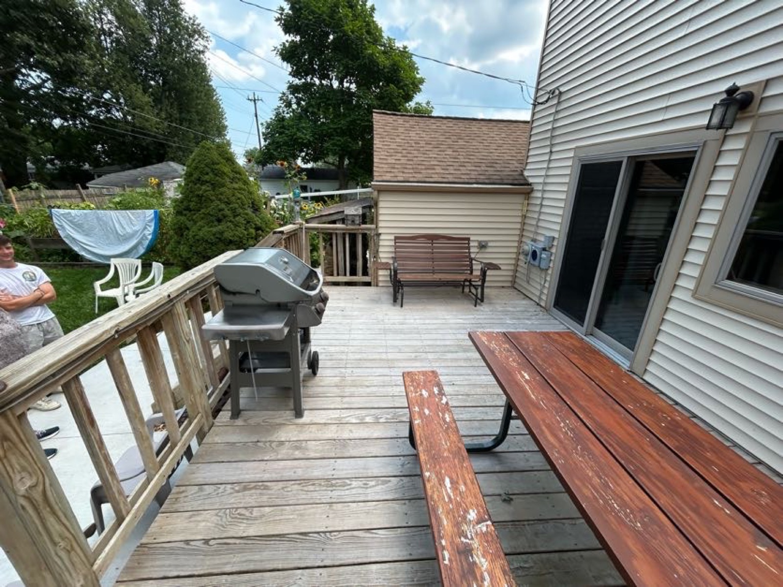 Washed backyard deck at a home in Oakland County, Michigan