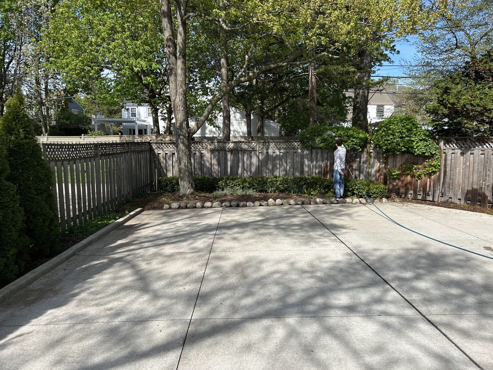 Freshly washed patio and fence